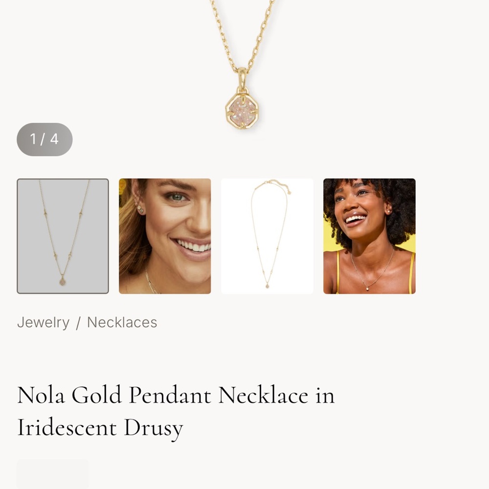 Kendra Scott Nola Gold Necklace with Drusy Pendant - Picture 2 of 3